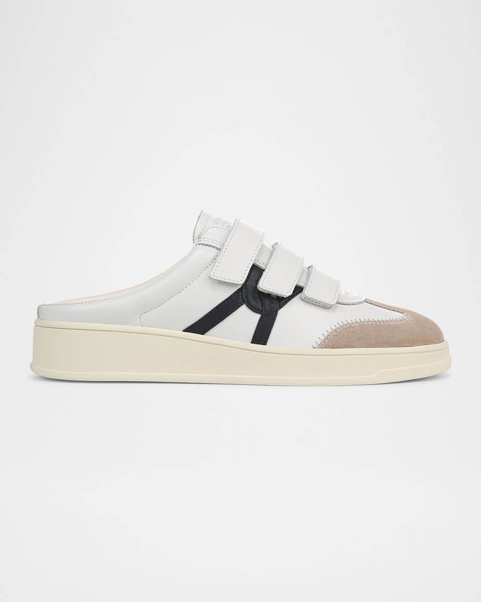 Reagan Mixed Leather Triple-Grip Mule Sneakers